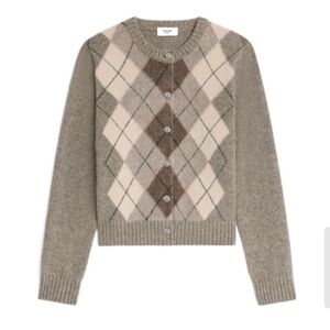 Celine Argyle Alpaca Wool Cardigan Women's M